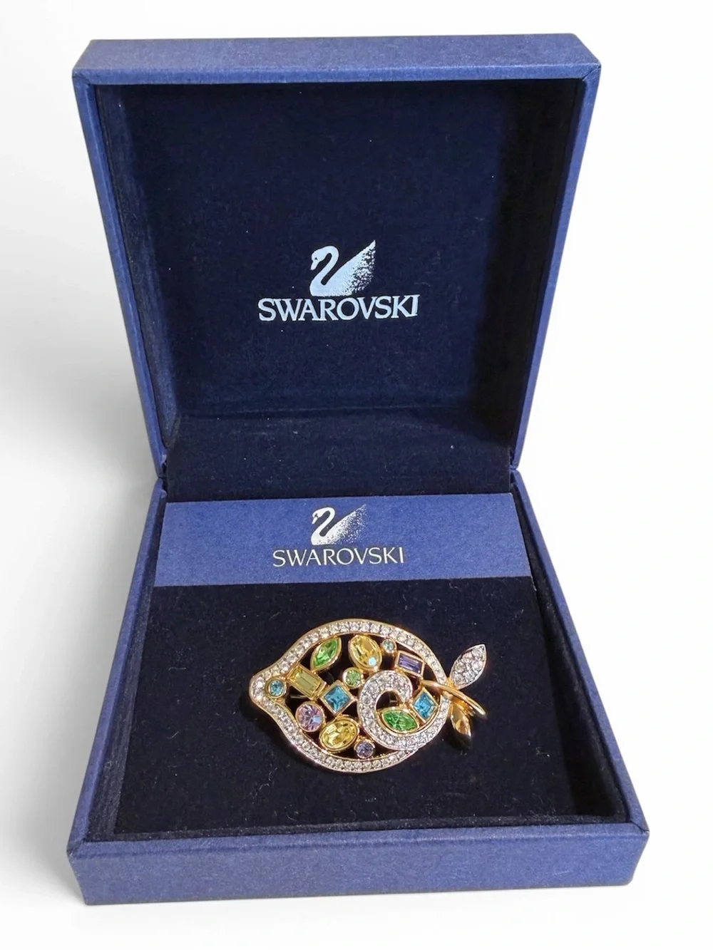 SWAROVSKI Crystal Colorful Gemstone Design Fish Brooch Soo unique with box